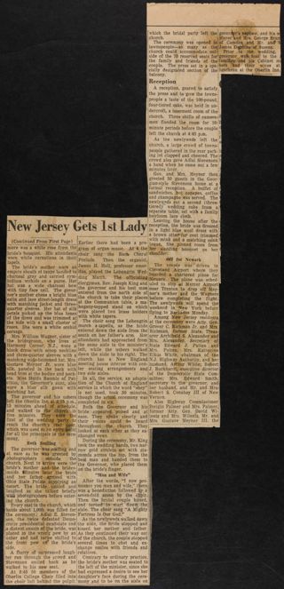 New Jersey Gets 1st Lady Newspaper Clipping, c. 1957