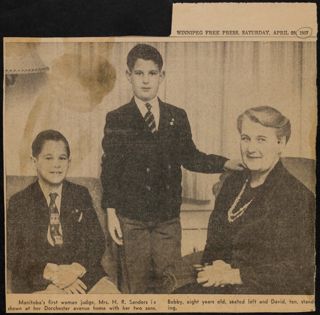 Manitoba's First Woman Judge Newspaper Clipping, April 20, 1957