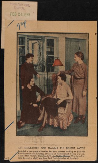 On Committee for Gamma Phi Benefit Movie Newspaper Clipping