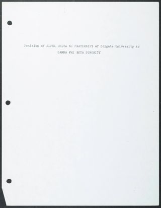 Petition of Alpha Delta Nu Fraternity of Colgate University to Gamma Phi Beta Sorority, 1981