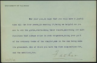 Father to Unknown Note, October 3, 1914