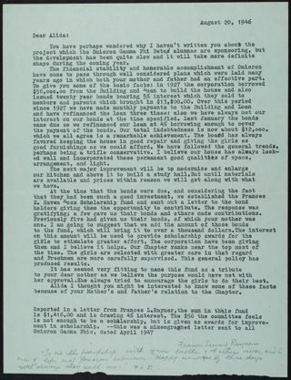 Frances Rayner to Alida Skinner Letter With Notes, August 20, 1946