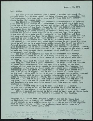 Frances Rayner to Alida Skinner Letter With Notes, August 20, 1946