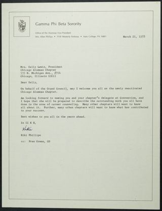 Fran Green to Sally Lewis Letter, March 21, 1978