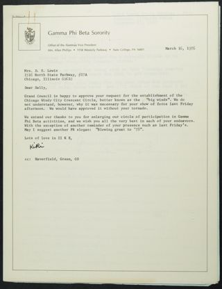 Kiki to Mrs. D.S. Lewis Letter, March 16, 1976