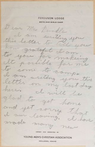 Theresa Casey to Mrs. Bunkle Letter, c. 1943