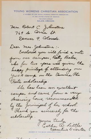 Esther W. Little to Verna Johnstone Letter, 1940s