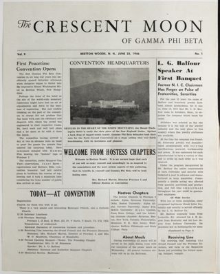 The Crescent Moon of Gamma Phi Beta, Vol. 9, No. 1, June 23, 1946