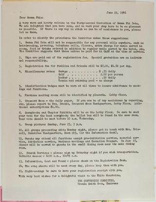 Ursula Smith Owen to Gamma Phis Letter, June 22, 1946