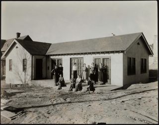 Sisters Outside Alpha Phi Chapter House Photograph 2