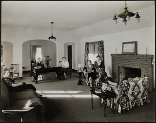 Five Sisters in Alpha Phi Chapter House Living Room Photograph