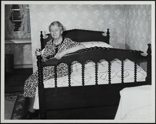 Marian Terry Whitford Hosmer in Alpha Chapter Bedroom Photograph 1, May 1974