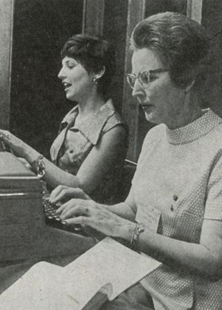Gamma Phi Betas Editing the Crescent Moon at Convention Photograph, June 1970