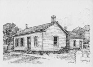 Original four-room cabin--ink drawing