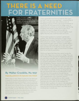 There Is a Need for Fraternities
