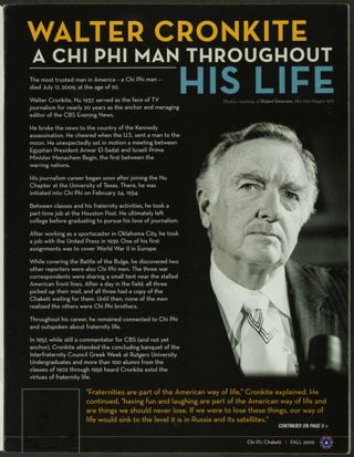 Walter Cronkite: A Chi Phi Man Throughout His Life