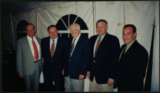 Gladfelter, Kieser, Gilbert, Runkel, and Velis at Alpha Chapter 140th Anniversary Photograph, c. 1999
