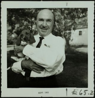 Joe Rice Dockery With Dog Portrait Photograph, November 1, 1962