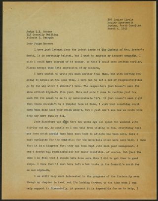 Bill to Judge Rosser Letter, March 5, 1953