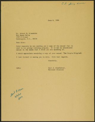 Carl J. Gladfelter to Alex Letter, June 4, 1964