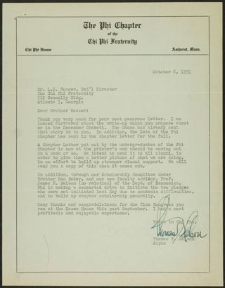 Thomas F. Nelson to Brother Rosser Letter, October 6, 1951