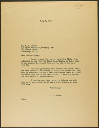 L.Z. Rosser to Brother Kramer, December 2, 1955