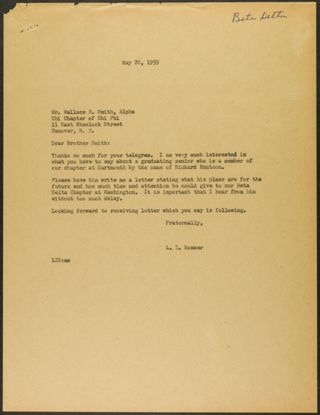 L.Z. Rosser to Brother Smith Letter, May 26, 1959
