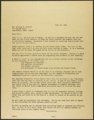Carl to Bill Jeckell Letter, July 31, 1969