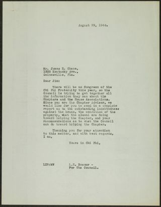 L.Z. Rosser to Jim Letter, August 29, 1944