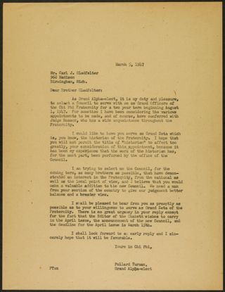 Pollard Turman to Brother Gladfelter Letter, March 5, 1947
