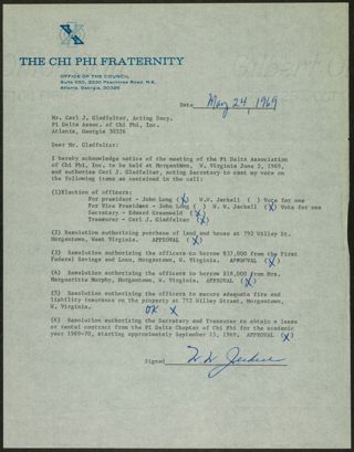 W.W. Jeckell to Mr. Gladfelter Letter, May 24, 1969