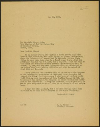 L.Z. Rosser to Brother Linge Letter, May 19, 1955
