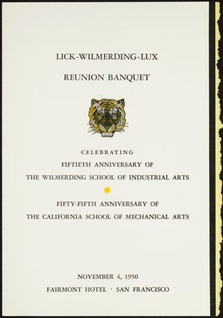 Lick-Wilmerding-Lux Reunion Banquet Program, November 4, 1950