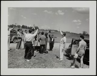 BBYO Members Waving to Each Other Photograph, c. July 1940