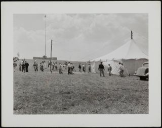 BBYO Members Walking Away From Tent Photograph, c. July 1940
