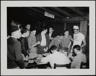BBYO Members Paying at Summer Camp Photograph, c. July 1940