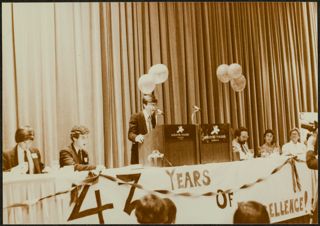 Godol Mark Aronowitz Speaking at the Cyrus Adler AZA Reunion Photograph, c. 1983