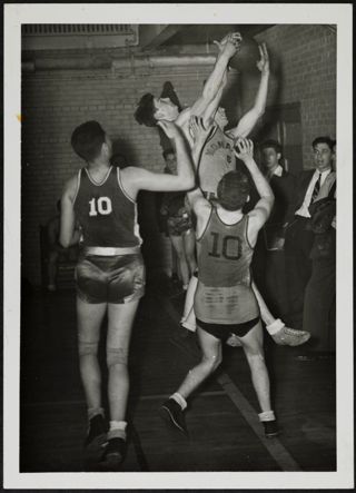Alephs Playing Basketball Photograph 1, April 20, 1941