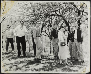 BBYO Members Laughing Together in Forest Photograph