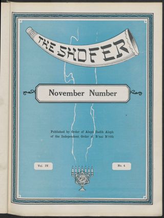 The Shofar, Vol. IV, No. 4, November 1928