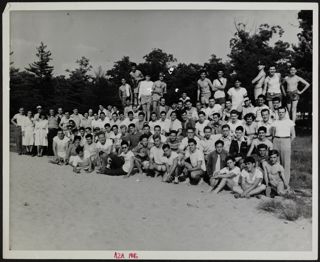 AZA Members at Beach at Camp Canadensis Group Photograph, 1945