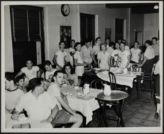 BBYO Members Singing in Dining Hall at Convention Photograph, 1945