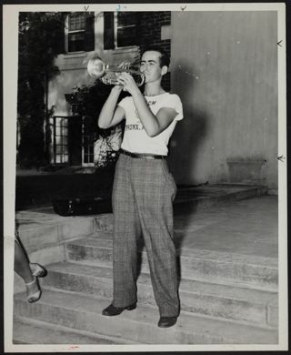 Man Playing Trumpet at Convention Photograph, 1945
