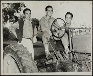 Three Alephs Riding a Tractor at Convention Photograph, 1945