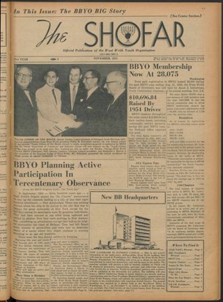 The Shofar, Vol. XXI [sic], No. 9, November 1954