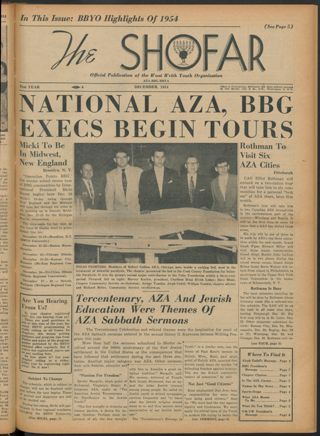 The Shofar, Vol. XXL [sic], No. 10, December 1954