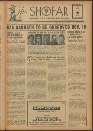 The Shofar, Vol. XX, No. 3, September 22, 1944