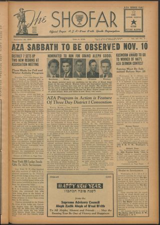 The Shofar, Vol. XX, No. 3, September 22, 1944