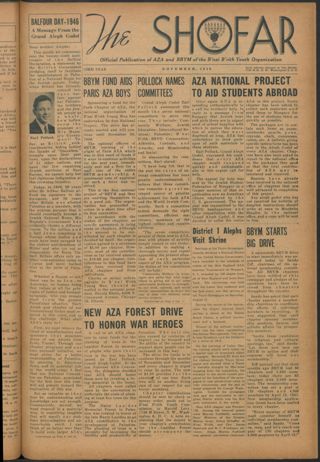 The Shofar, Vol. XXII, No. 1, November 1946