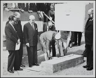 Philip Klutznick and Others Installing the Stele at the B'nai B'rith Building Photograph, November 24, 1957